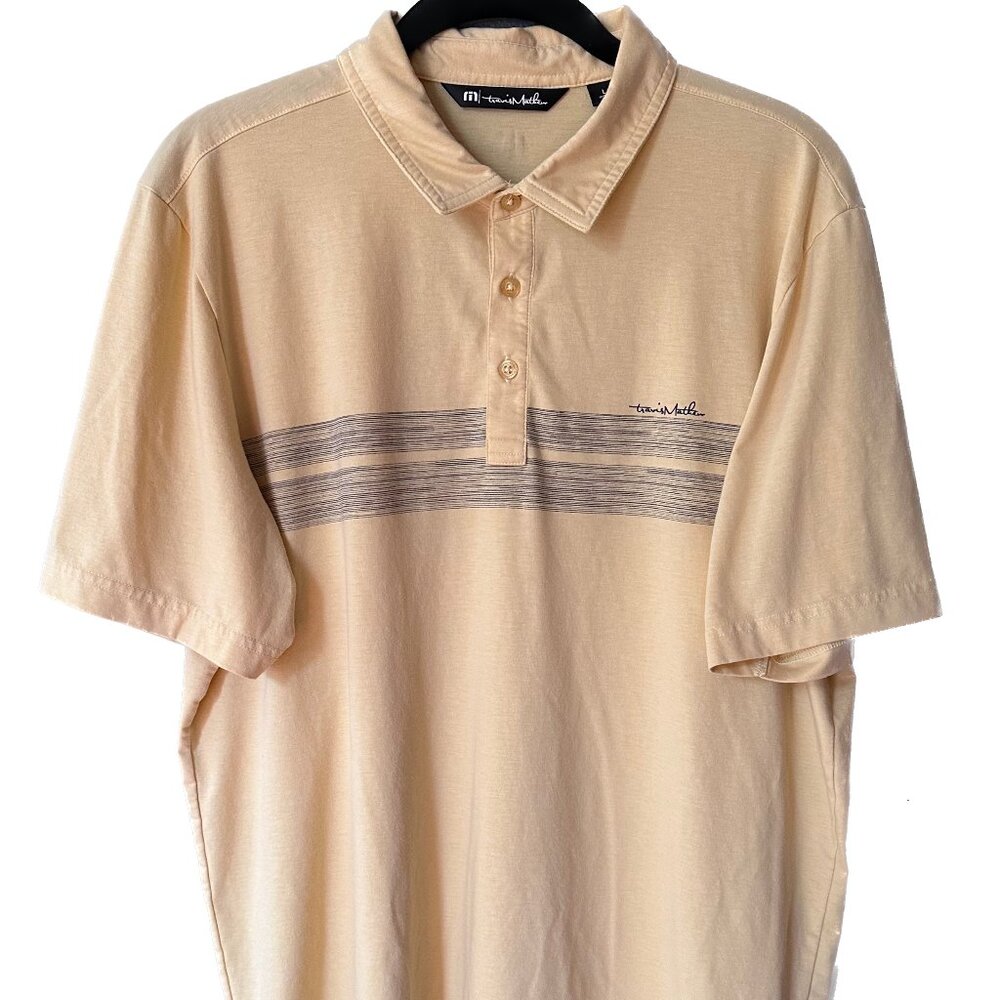 Travis Mathew Yellow Striped Men's Polo Shirt